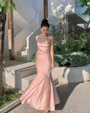 Ruffle Spaghetti Straps Sleeveless Mermaid Long Floor Length Prom Dress,SWS2352