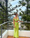 Green V-neck Sleeveless Sheath Floor Length Prom Dress,SWS2249