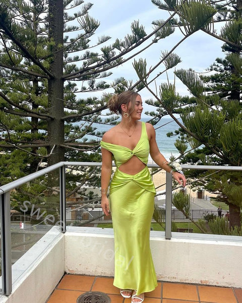 Green V-neck Sleeveless Sheath Floor Length Prom Dress,SWS2249