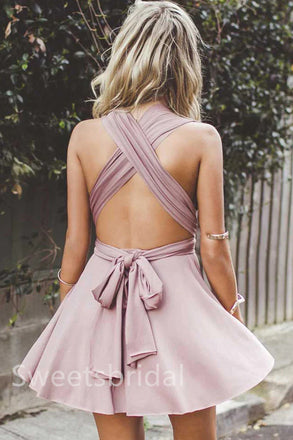 Elegant V-neck Sleeveless A-line Short Mini Homecoming Dress, BTW342