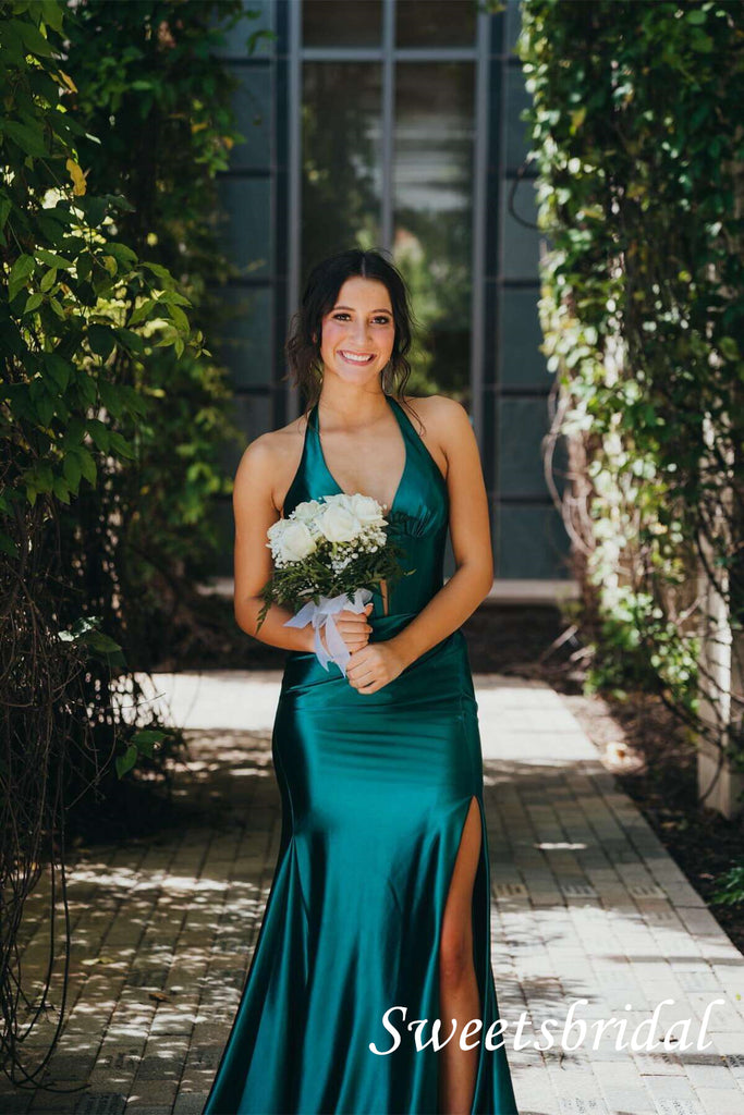 Emerald Sleeveless Side Slit Mermaid Floor Length Prom Dress,SWS2548