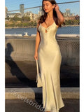 Simple V-neck Sleeveless Mermaid Floor Length Prom Dress,SWS2391
