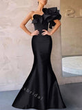 Elegant One shoulder Ruffle Mermaid Long Prom Dress,SWS2056