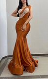 Elegant One Shoulder Sleeveless Mermaid Long Prom Dress,SWS2098