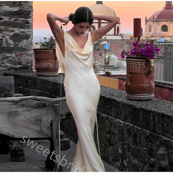 Jewel Sleeveless Open Back Mermaid Floor Length Prom Dress,SWS2385