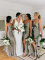 Elegant Jewel Sleeveless Side Slit Mermaid Long Bridesmaid Dresses, SWE1462