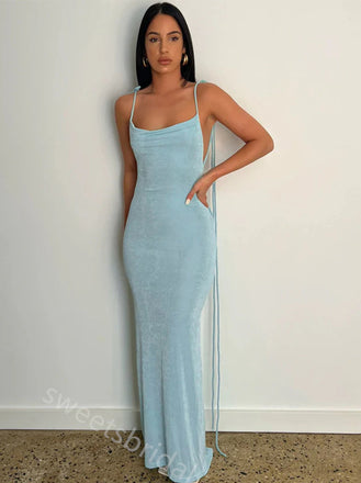 Elegant Square Sleeveless  Sheath Floor Length Prom Dress,SWS2384