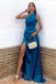 Sexy One Shoulder Pleats Side Slit Mermaid  Long Prom Dress,SWS2146