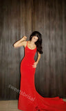 Red Simple Sleeveless Mermaid Floor Length Prom Dress,SWS2194