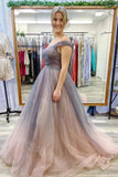 Sexy Off Shoulder Sleeveless A-line Floor length Prom Dress,SWS2148
