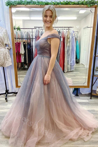 Sexy Off Shoulder Sleeveless A-line Floor length Prom Dress,SWS2148