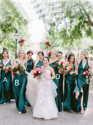 Mismatched Sexy Sleeveless V-neck Side slit A-line Long Bridesmaid Dressess, SWE1410