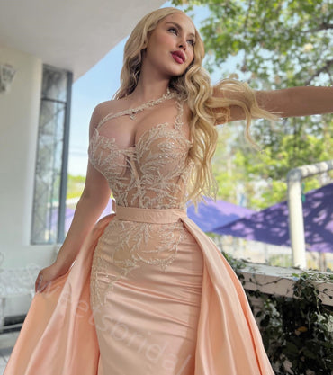 Sexy One shoulder Sleeveless Mermaid  Long Prom Dress,SWS2140