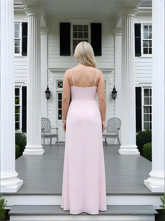 Elegant Ruffles V-Neck Ruffles Side Slit Sheath Long Prom Party Dress,SWS2602