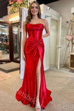 Sexy Strapless Sleeveless Side Slit Mermaid Long Prom Dress,SWS2123