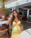 Yellow Sexy Sweetheart Sleeveless A-line Floor Length  Prom Dress,SWS2287