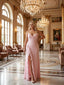 Elegant Ruffles V-Neck Ruffles Side Slit Sheath Long Prom Party Dress,SWS2602