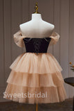 Elegant Off shoulder Sleeveless A-line Short Mini Homecoming Dress, BTW335