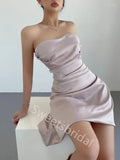 Sexy Strapless Sleeveless Sheath Short Mini Homecoming Dress, BTW336