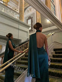 Elegant Halter Sleeveless Side Slit Mermaid Floor Length Prom Dress,SWS2186
