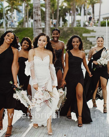 Mismatched Sexy Off shoulder Sleeveless Side slit Mermaid Long Mermaid Dressess, SWE1390