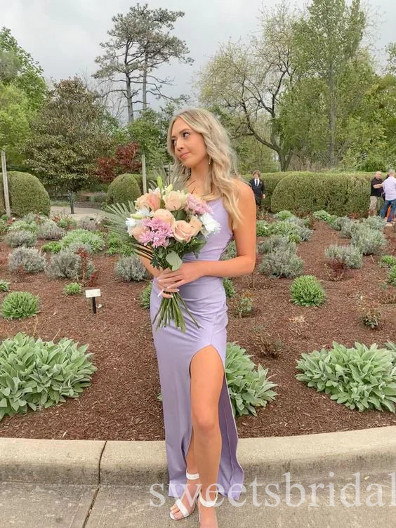 Lilac Jewel Sleeveless Side Slit Mermaid Long Prom Dress,SWS2451