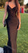 Black V-neck Sleeveless Mermaid Floor Length Prom Dress,SWS2379