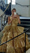 Gold Strapless Ruffle Sleeveless A-line Floor Length  Prom Dress,SWS2304