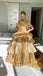 Gold Strapless Ruffle Sleeveless A-line Floor Length  Prom Dress,SWS2304