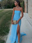 Elegant Strapless Sleeveless Side slit Mermaid Long Prom Dress,SWS2070