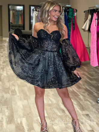 Elegant Off shoulder Sleeveless A-line Short Mini Homecoming Dress, BTW368