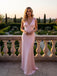 Pretty Pink V-Neck Sleeveless Bow Knot Mermaid Floor Length Prom Party Dress,SWS2579
