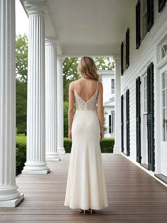 Sexy V-Neck Spaghetti Straps Sleeveless Mermaid Long Prom Party Dress,SWS2604