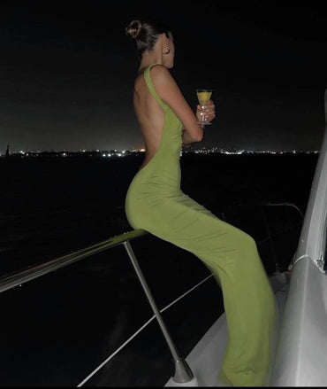 Moss Green Jewel Sleeveless Mermaid Floor Length Prom Dress,SWS2244