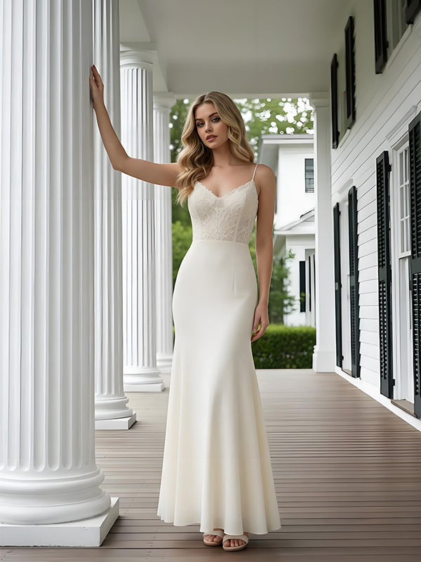 Sexy V-Neck Spaghetti Straps Sleeveless Mermaid Long Prom Party Dress,SWS2604