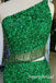 Sparkly Green One Shoulder Mermaid Floor Length Prom Dress,SWS2532