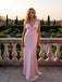 Pretty Pink V-Neck Sleeveless Bow Knot Mermaid Floor Length Prom Party Dress,SWS2579