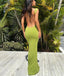 Moss Green Jewel Sleeveless Mermaid Floor Length Prom Dress,SWS2244