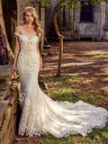 Sparkly V-neck Sleeveless Mermaid Lace applique Wedding Dresses,DB0337