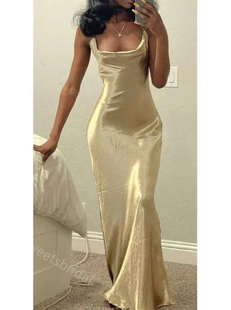 Sparkly Square Sleeveless Mermaid Long Floor Length Prom Dress,SWS2355
