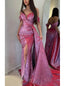 Sexy Off Shoulder Side Slit Mermaid Long Prom Dress,SWS2134
