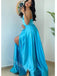 Pool V-neck Sleeveless Side Slit A-line Floor Length Prom Dress,SWS2197