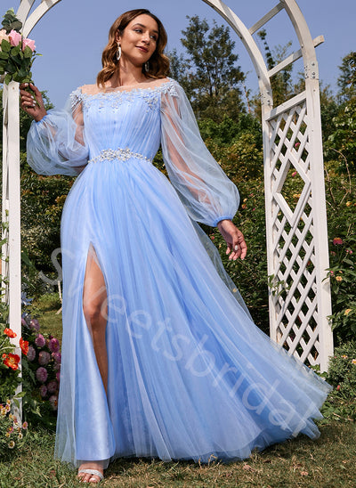 Elegant Strapless Long sleeves A-line Long Prom Dress,SW2012