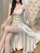 Elegant Side slit Ruffle A-line Long Prom Dress,SWS2062