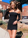 Black Elegant Off shoulder Sheath Short Mini Homecoming Dress, BTW399