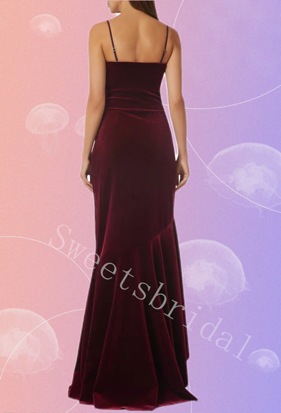 Sexy Strapless Sleeveless Ruffle Sheath Long Prom Dress,SW2036