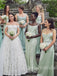 Mismatched Scoop Sleeveless Mermaid Long Bridesmaid Dresses, SWE1443