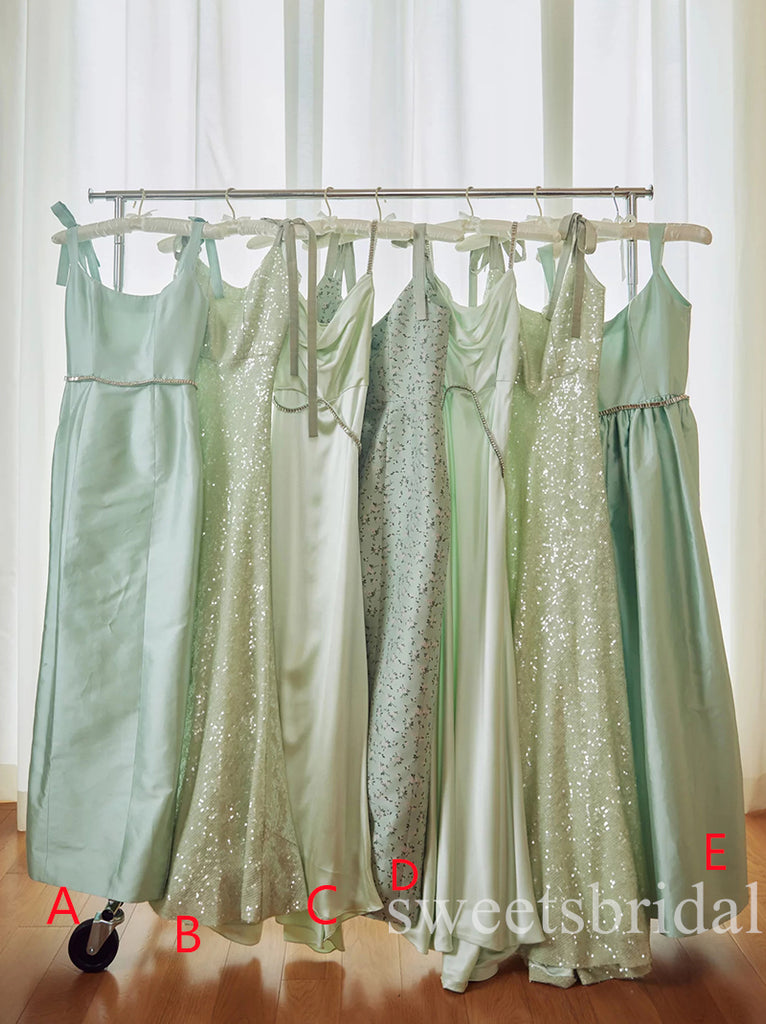 Mismatched Scoop Sleeveless Mermaid Long Bridesmaid Dresses, SWE1443