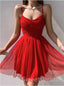 Red Charming V-neck A-line Short Homecoming Dress, BTW411