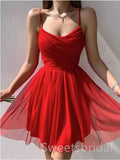 Red Charming V-neck A-line Short Homecoming Dress, BTW411